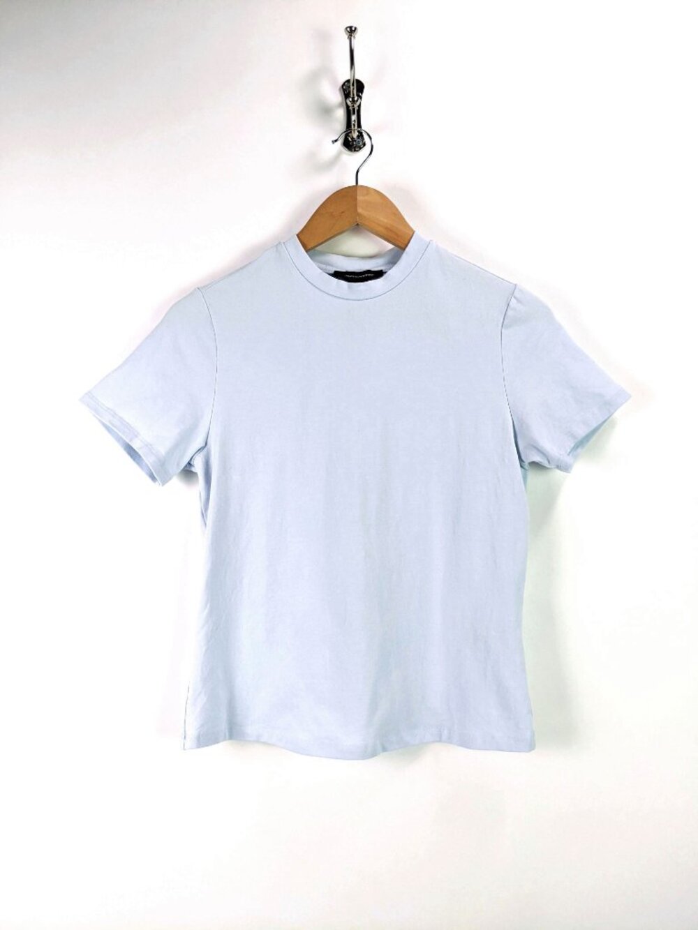 French Connection Womens Back Lace-Up Detail T-Shirt Top Baby Blue Size S